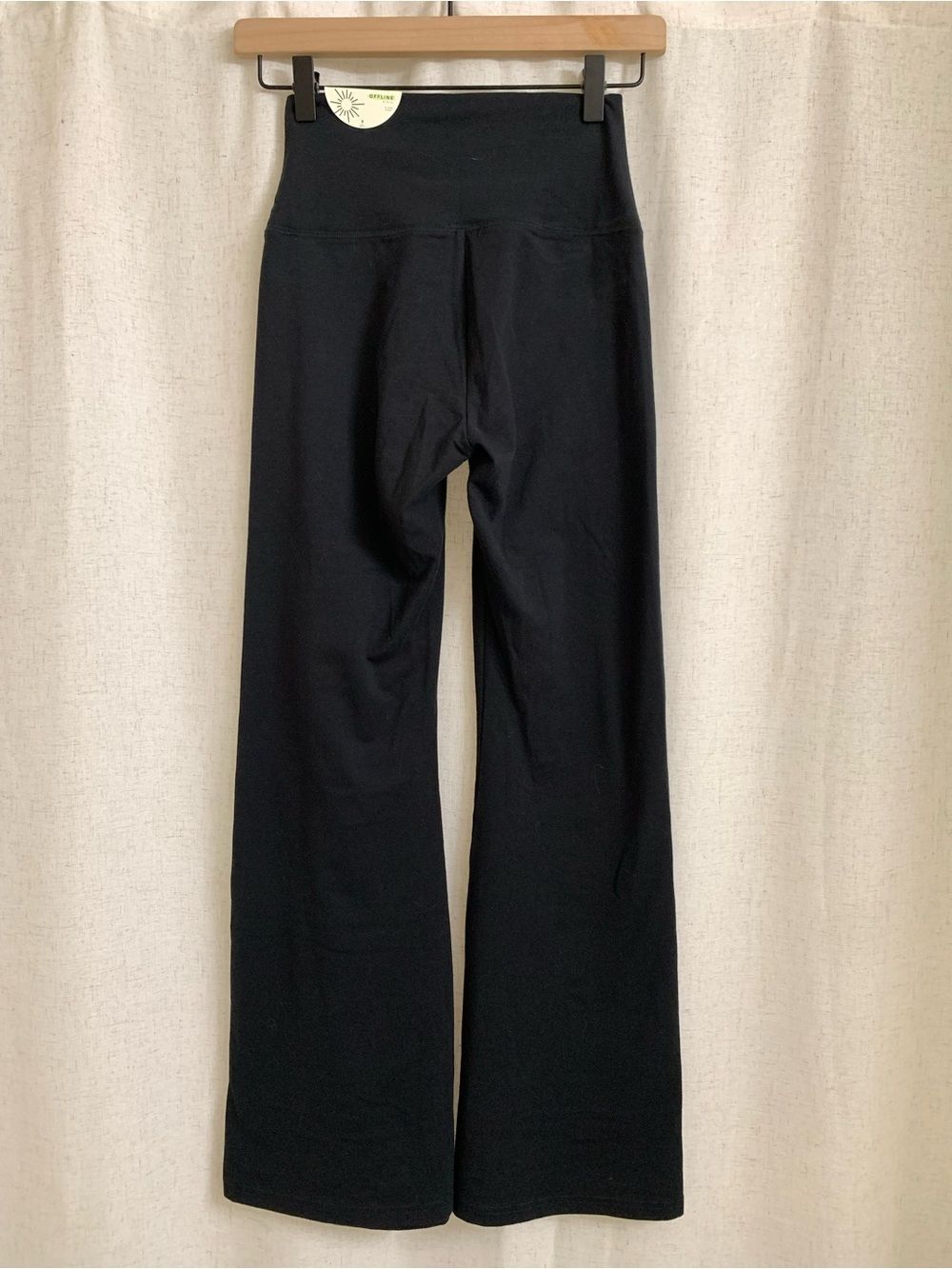 aerie OFFLINE OG Cotton Black High-Rise Flare Leggings Small Short New